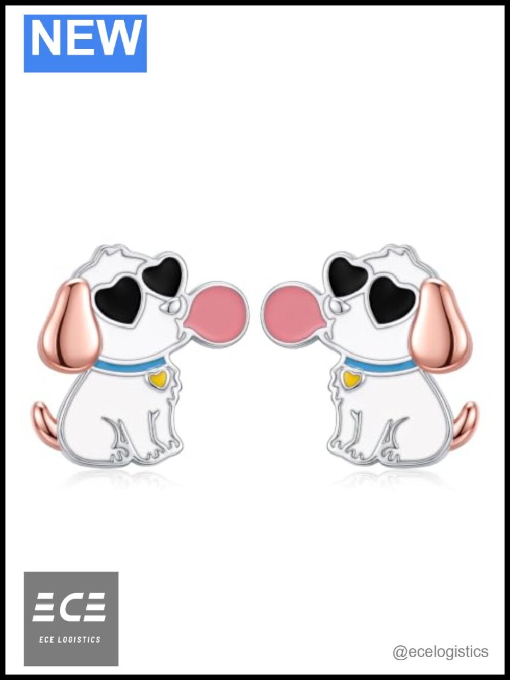 Sterling Silver Dog Stud Earrings Cute Puppy Animal Jewelry